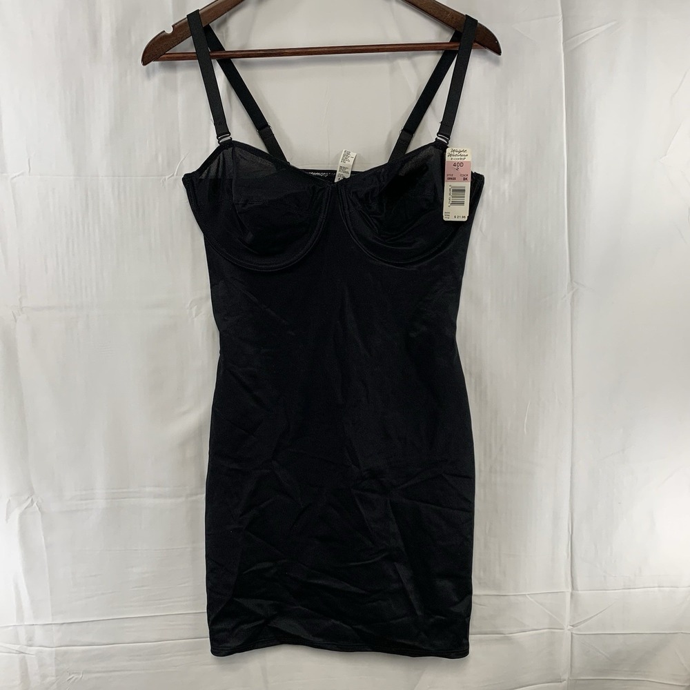 Vintage Weight Watchers In Control Instant Body Shaping‎ Bra Slip Sz 40D Black
